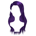 Stylish Purple Long Wavy Hair on White Head Silhouette Illustration