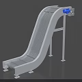 Industrial Inclined Conveyor Belt System With Metal Frame And Motorized Drive
