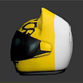 Yellow Cat Ear Shaped Helmet With Black Patterns And Tinted Visor Design 3d model