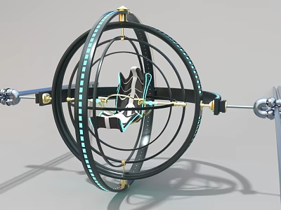 Industrial Equipment With Multiple Black Rings Golden Connectors And Precision Structure 3d model