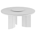 Round Marble Dining Table With Silver And Gold Legs And White Plates 3d model