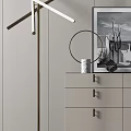 Modern Grey Console Cabinet Sideboard With Photo Frame Vase Green Plant And Floor Lamp