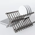 Dinnerware Set With Black Dish Rack And White Plates For Kitchen Use 3d model