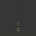 Black and white striped snake with cobra like head stretched on dark background flicking tongue