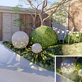 Spherical Outdoor Lights Decorative Garden Landscape With Bushes Greenery And Lawn