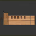 Western Style Wooden Saloon Building Model With Veranda Wooden Floor And Red Trim