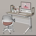 Light Wood Kids Desk with Adjustable Height Computer Chair and Stationery Organizer