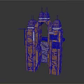 Red Brick Building Component With Symmetric Columns Arched Opening Metal Rods And Brackets