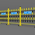 Yellow Retractable Safety Barrier With Protected Area Signs For Construction Sites 3d model