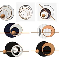 Modern Spiral Metal Geometric Wall Decor with Circular and Square Elements 3d model