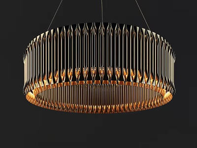 Modern Round Chandelier Featuring Hanging Vertical Crystal Strips And Warm Illumination 3d model