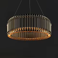 Modern Round Chandelier Featuring Hanging Vertical Crystal Strips And Warm Illumination