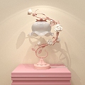 Cream wind table lamp fresh bedroom living room lamps flower shaped lamp pink 3d model