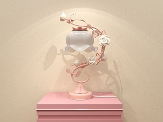 Cream wind table lamp fresh bedroom living room lamps flower shaped lamp pink 3d model