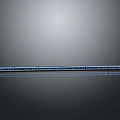 Modern Blue Sleek Long Train On Reflective Surface With Dark Background