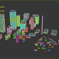 Modern Office Building Models With Various Urban Architectural Designs And Glass Facades