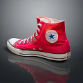 Red High Top Canvas Shoes with Blue Star Logo White Soles White Shoelaces Classic Design