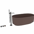 Elegant Modern Freestanding Bathtub In Interior With Concrete-like Materials And Sleek Design