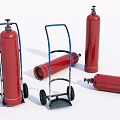 Essential Public Safety Facilities With Red Fire Extinguishers And Mobile Carts 3d model