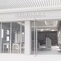 NEDGLORY Store Front With Glass Doors Brick Wall And Modern Interior Display Shelves