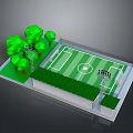 Outdoor Football Field With Professional Lighting Equipment Canopy And Green Trees Facilities