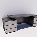 Modern Wooden Office Desk With Spacious Workspace Drawers And Metal Frame