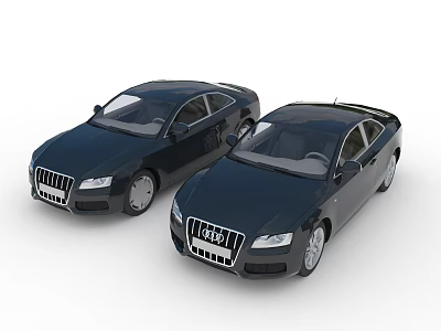 Two Black Audi Cars With Modern Design And Front Grille Details 3d model