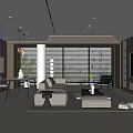 Modern Living Dining Room Interior With Open Layout Sofa Coffee Table And Large Windows 3d model
