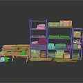 Military Camp Scenery With Shelves Boxes And Cots In Natural Landscape