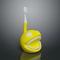 Yellow Smiley Face Toothbrush Holder With White Toothbrush And Storage Design