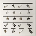 Downlights and Spotlights Various Styles Different Colors Modern Decorative Lighting Fixtures on Display Rack