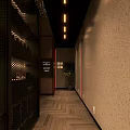 Modern Bar Interior With Curved Neon Lights Bar Counter And Black Stools