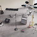 Modern Musical Instrument Combination Electronic Piano Drum Set Drum Set Guitar Sound 3d model