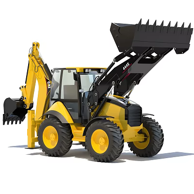 modern backhoe loader 3d model
