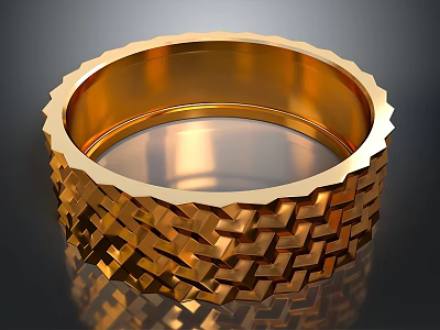 Golden Ring Shaped Household Item With Intricate Braided Surface Design 3d model