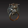 Brass Dragon Head Door Knocker With Coiled Ring And Intricate Traditional Design