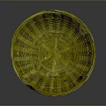 Cute Little Animal In Yellow Woven Basket On Black Reflective Surface