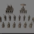 Ancient Chinese Terracotta Soldiers with Chariots Umbrella Canopies and Camel Figures
