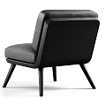 Stylish Black Leather Single Sofa With Modern Design And Wooden Legs