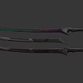 Futuristic Sci Fi Blades With Neon Colored Edges And Metallic Handles Set of Three