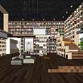 Modern Library Reading Room Bookstore Leisure Book Bar Leisure Table and Chair Bookcase Bookshelf Reading Table and Chair 3d model