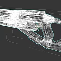 Futuristic Sci Fi Gun With Black Body Gold Accents And Wooden Grip