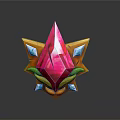 Vibrant Star Shaped Weapon Featuring Pink Gemstone Yellow Frame Green Accents And Blue Gems