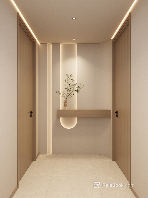 Elegant Modern Bathroom Interior Design With Stylish Vanity And Ambient Lighting 3d model 