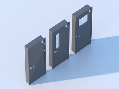 Dark Gray Doors With Various Designs Glass Panels And Minimalist Style 3d model