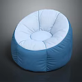 Round Blue And White Bean Bag Chair With Soft Comfortable Material For Home Living Room