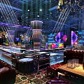 Elegant Bar Interior Featuring Leather Sofas Union Jack Cushions Large Screens And Green Walls