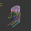 Gray Modern Robotic Mechanical Device 3D Model Featuring Green Sensors And Slender Legs