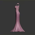 Elegant Pink Long Dress Featuring Off Shoulder Design And Slit Hem As Lifestyle Product