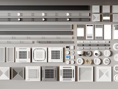Various Modern Air Conditioner Vents With Different Grille Designs And Styles For Home Interior 3d model